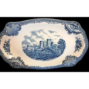 Johnson Bros. England Old Britain Castles Blue & White Scenic Platter CH01 Q